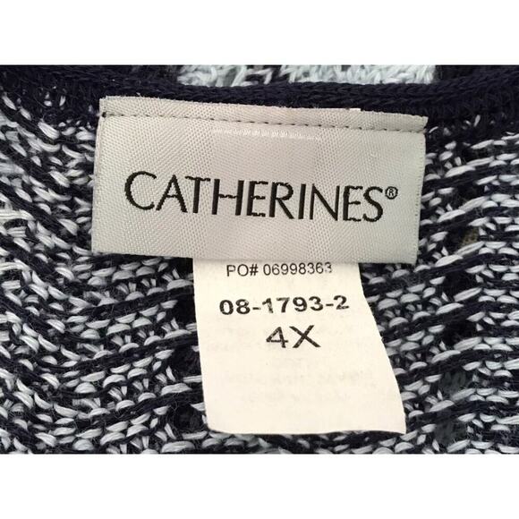 Catherines Sweater Size 4X Blue Striped Sleeveless Open Front Cardigan Kimono - Picture 7 of 12
